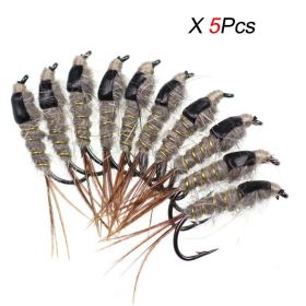 5-30Pcs Black Back Rabbit Ear Wire Nymph Flies Trout Fly Fishing Lures 10# For Freshwater Saltwater - Pack Of 5Pcs