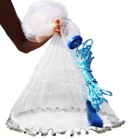 Fishing Cast Net Bait Trap Easy Throw Heavy Duty Hand Cast Net with Chain Sinker Bottom Spread - 6FT