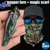 1pc Popper Lure Skull Fishing Lure Artificial Bait + 1pc Mask Magic Scarf Headband Balaclavas - (208-2+MS-059)