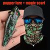 1pc Popper Lure Skull Fishing Lure Artificial Bait + 1pc Mask Magic Scarf Headband Balaclavas - (208-3+MS028)