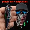 1pc Popper Lure Skull Fishing Lure Artificial Bait + 1pc Mask Magic Scarf Headband Balaclavas - (208-3+MS028)