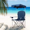 Portable Folding Beach Canopy Chair with Cup Holders - Blue