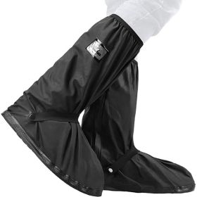 Black Waterproof Rain Boot; Shoe Cover With Reflector; High Top Clear Shoes Dust Covers For Motorcycle Bike - Black - S