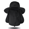 Fishing Hat/Boonie Hat; Sun hat Detachable UV Sun Screen Wide Brim Hat With Face Cover & Neck Flap; hiking hat - Black