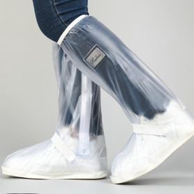 Black Waterproof Rain Boot; Shoe Cover With Reflector; High Top Clear Shoes Dust Covers For Motorcycle Bike - White - XXL