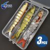 3pcs 8 Segment Fishing Lure Multi Jointed Artificial Bait Slow Sinking Bionic Fishing Bait Ice Fishing Gear - 390 (3pcs With Opp Bag )