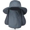 Fishing Hat/Boonie Hat; Sun hat Detachable UV Sun Screen Wide Brim Hat With Face Cover & Neck Flap; hiking hat - Black