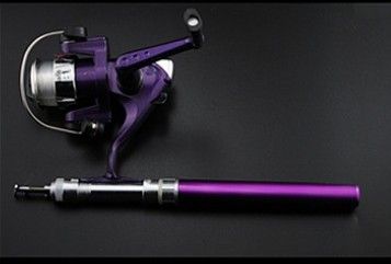 Pen pole suit Mini Mini spinning wheel fishing rod telescopicshort fishing rod (Option: Violet)